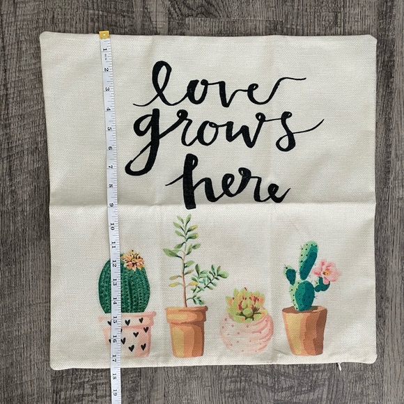 “Love Grows Here” Cactus Pillowcase w/ Cactus Decor - Picture 4 of 6